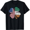 thumbnail image 1 of Irish American Flag Ireland Flag Patricks Day Shamrock Lucky T-Shirt, 1 of 4