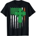 thumbnail image 1 of Irish American Flag Ireland Flag ST PATRICKS DAY Gift Cross T-Shirt, 1 of 3