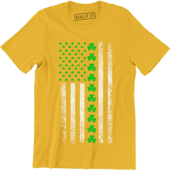 Irish American Flag Shamrocks St Patrick's Day Worn Look Men's T-Shirt