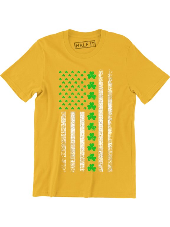 Irish American Flag Shamrocks St Patrick's Day Worn Look Men's T-Shirt