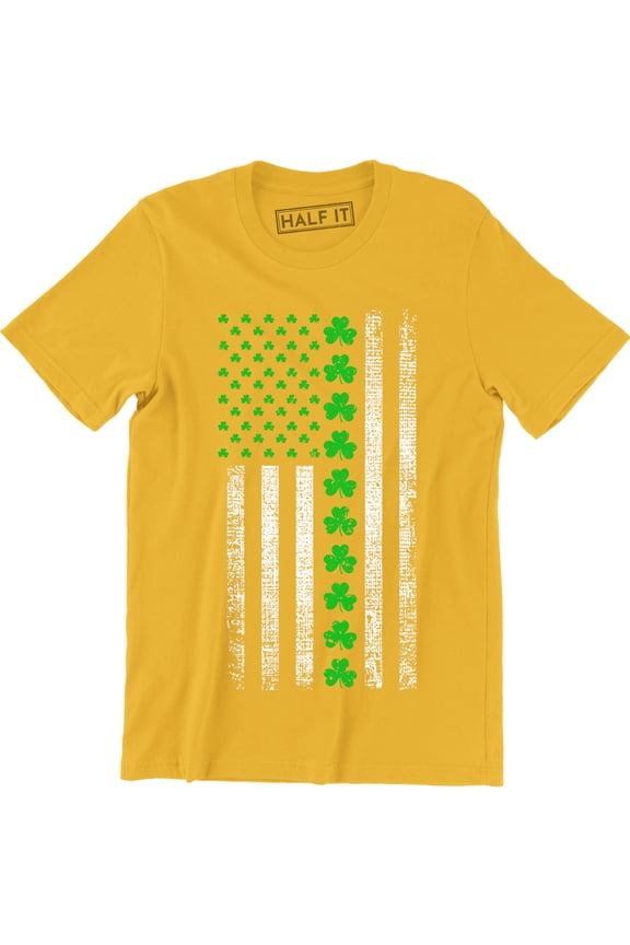 Irish American Flag Shamrocks St Patrick's Day Worn Look Men's T-Shirt