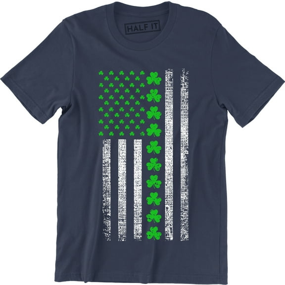 Irish American Flag Shamrocks St Patrick's Day Worn Look Men's T-Shirt