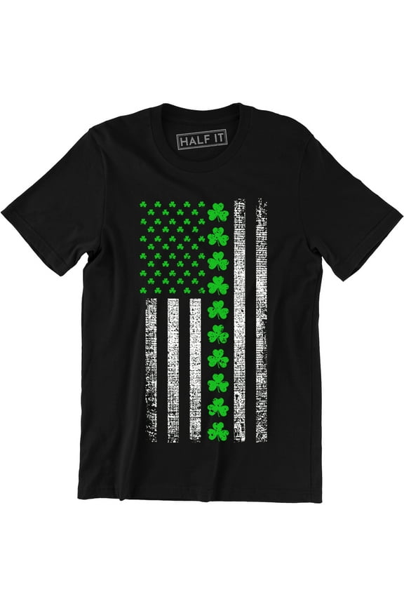Irish American Flag Shamrocks St Patrick's Day Worn Look Men's T-Shirt