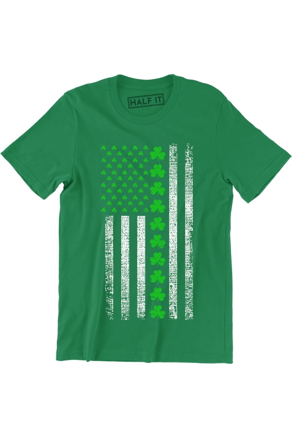 Irish American Flag Shamrocks St Patrick's Day Worn Look Men's T-Shirt