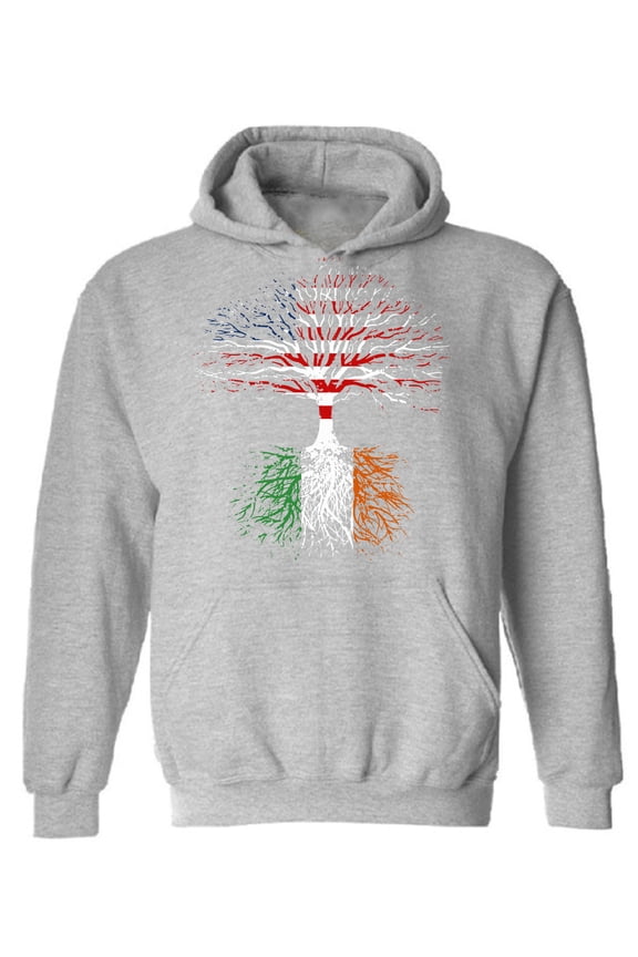 Irish American Roots Graphic Hoodie - St Patrick's Day Unisex Hoodie Sweater - Lucky Irish Gifts for Men for Women