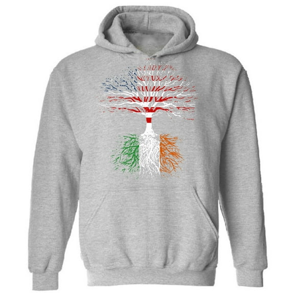 Irish American Roots Graphic Hoodie - St Patrick's Day Unisex Hoodie Sweater - Lucky Irish Gifts for Men for Women