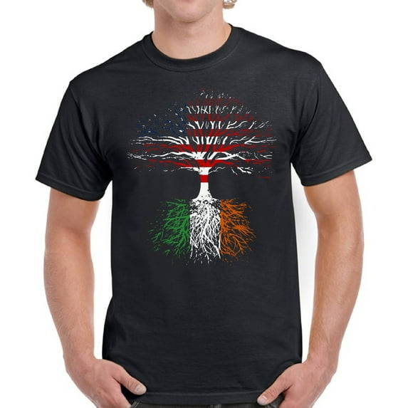 Irish American Roots Graphic Shirt - St Patrick's Day Tees for Men - Irish American Party T-Shirt Gifts