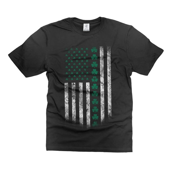 Irish American Saint Patricks Day Tshirt Irish Ireland USA Flag Tee Shirt Ireland USA America Tee (Medium Black)