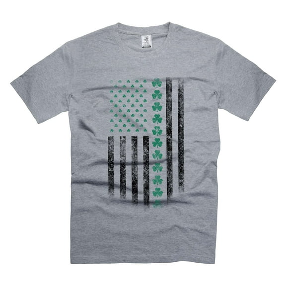 Irish American Saint Patricks Day Tshirt Irish Ireland USA Flag Tee Shirt Ireland USA America Tee (X-Large Grey)