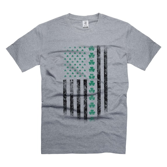 Irish American Saint Patricks Day Tshirt Irish Ireland USA Flag Tee Shirt Ireland USA America Tee (X-Large Grey)