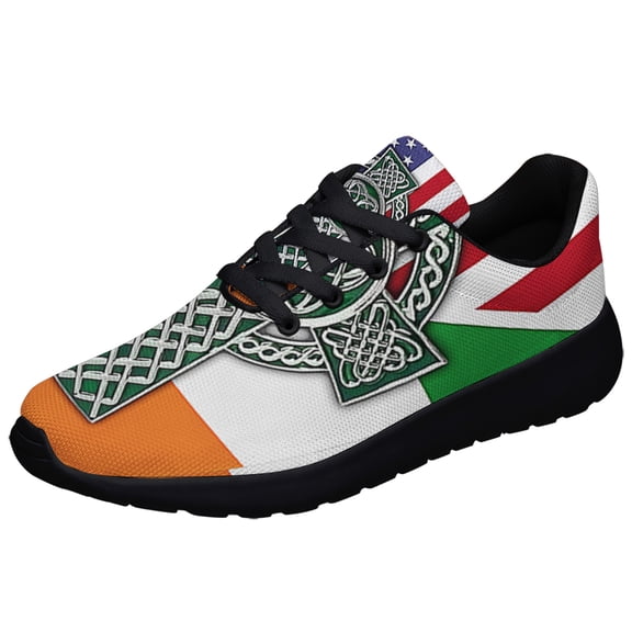 Irish American flag Celtic Cross Garden Mailbox Cover Saint Patrick's Day Shoes Sneakers Black Size 10
