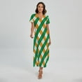 thumbnail image 1 of Irish Argyle Pattern Printed Short Sleeve Maxi Dress, Irish St. Patrick'S Day Fashion Summer Maxi Dress For Women, 1 of 4