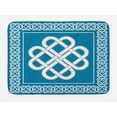 thumbnail image 1 of Irish Bath Mat, Celtic Love Knot Good Fortune Symbol Framework Border Historical Amulet Design, Non-Slip Plush Mat Bathroom Kitchen Laundry Room Decor, 29.5 X 17.5 Inches, Dark Aqua White, Ambesonne, 1 of 2