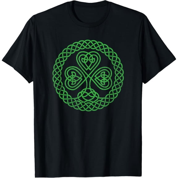 Irish Blessing Celtic Knot 4 Leaf Clover - St. Patrick's Day T-ShirtMen's and women's gift, black and white T-shirt, size: Extra large S-4XL