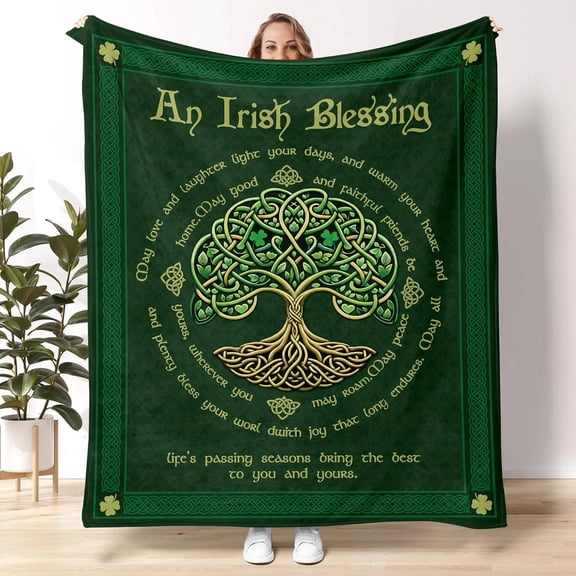 Irish Blessing Celtic Tree Of Life Throw Blanket for Couch Sofa