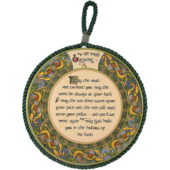 Irish Blessing Ceramic Pot Stand Hanging Rope Plaque 7'' by Royal Tara