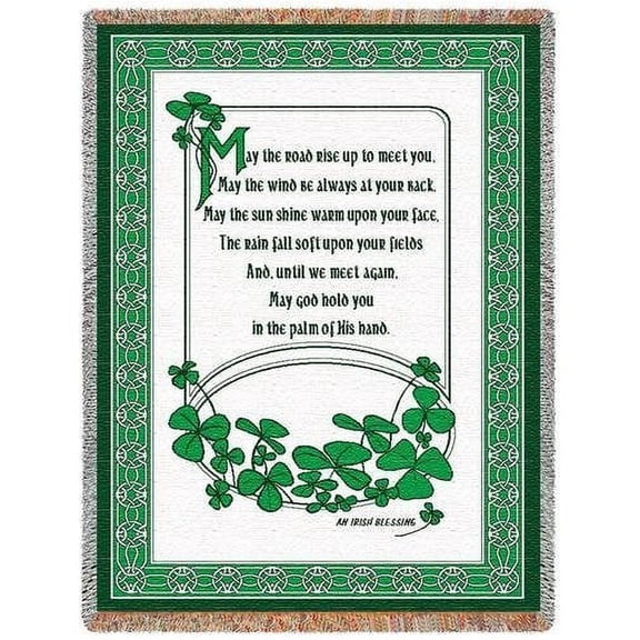 Irish Blessing - May The Road Rise Up To Meet You Woven Tapestry Throw Blanket with Fringe Cotton USA 70x50