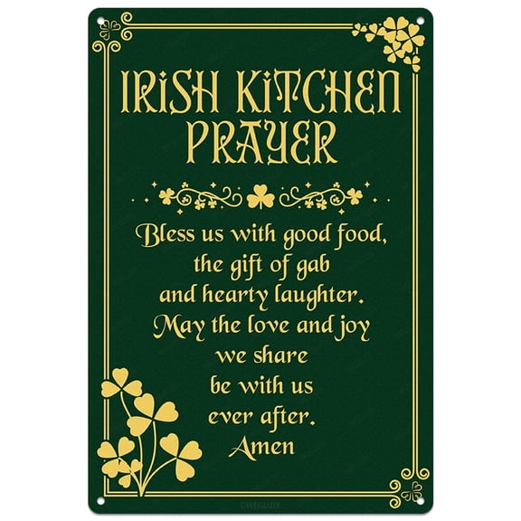 Irish Blessing Metal Sign Wall Decor Irish Kitchen Prayer St Patricks Day Shamrock Print Art Poster for Home Cafe Bar Pub Door Porch Yard Vintage Decorations 12x8 Inch Aluminium Hanging Plaque