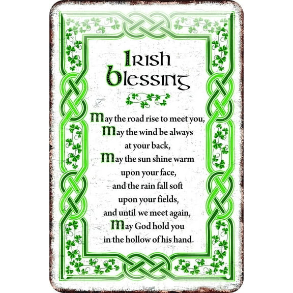 Irish Blessing Metal Tin Sign Celtic Knot Design Wall Plaque Decor 12"x8"