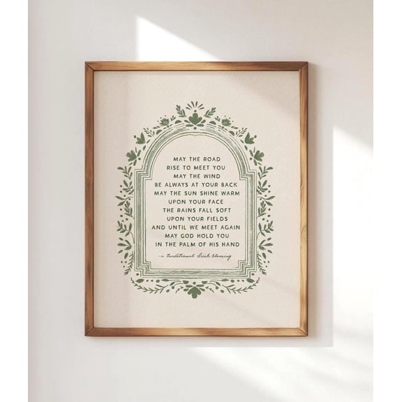 Irish Blessing Print, Road Rise To Meet You Celtic Housewarming, Unframed Canvas 8x10in