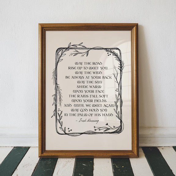 Irish Blessing Road Wind Typography Wall Decor Unframed Paper Print