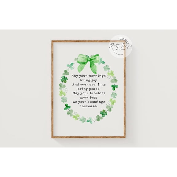 Irish Blessing Shamrock Poster, St Patricks Day Art, 12x18 UNFRAMED