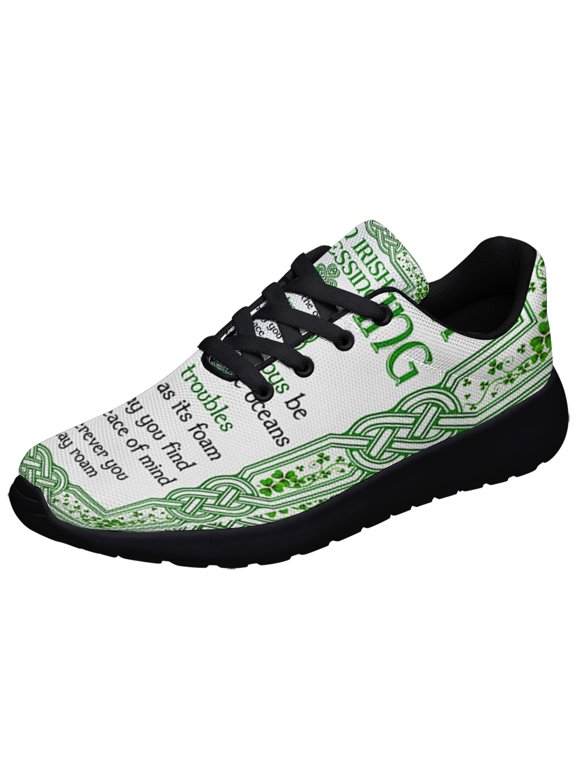 Irish Blessing St Patrick's Day Shamrock Shoes Sneakers Black Size 6