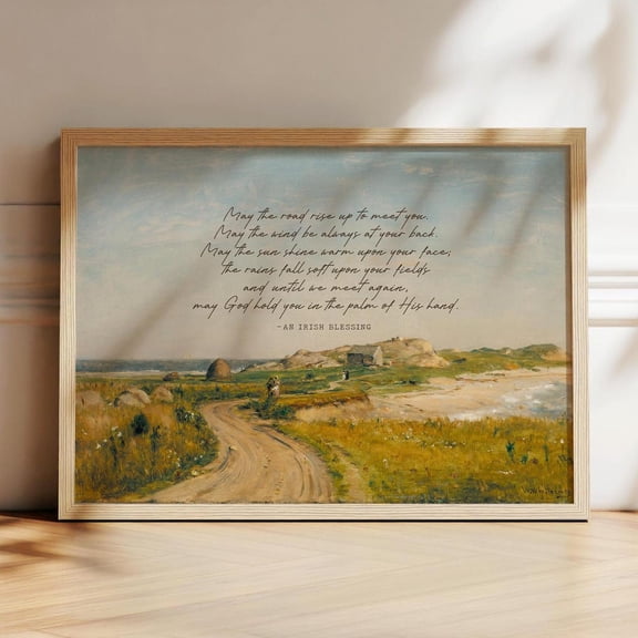 Irish Blessing Wall Art Print, Vintage Ireland Landscape Celtic Decor Unframed Paper Print