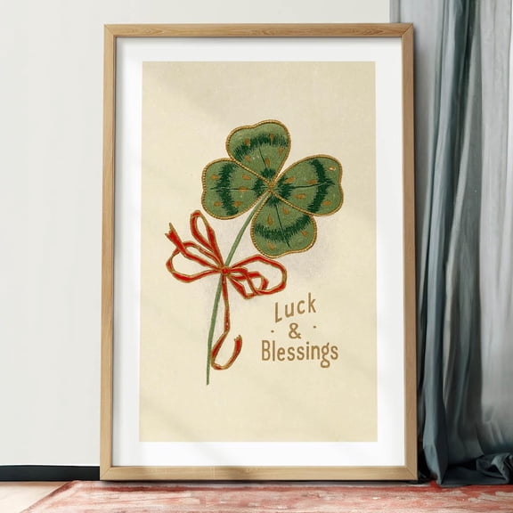Irish Blessings Print: Retro St. Paddy Day Art Lucky Clover Poster Holiday Decor