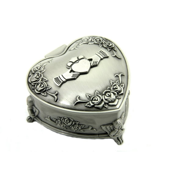 Claddagh Celtic Jewelry Box Heart-Shaped Pewter Made in Ireland C104