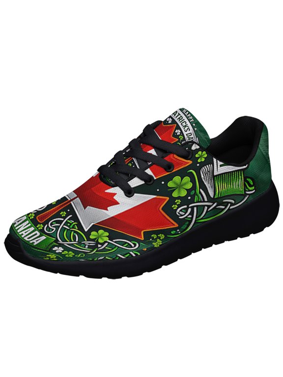 Irish Canadian St Patrick's Day Shoes Sneakers Black Size 7