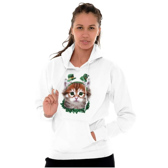 Irish Cat Lover St Patricks Day Hoodie Sweatshirt Women Brisco Brands M