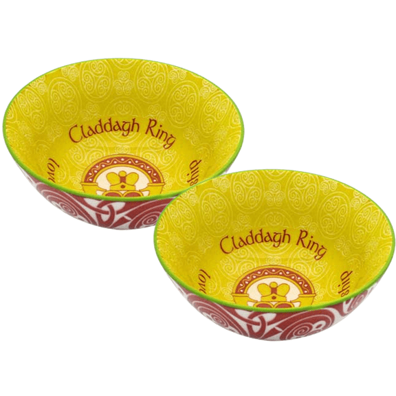 Irish Celtic Bowls Set of 2 with Claddagh Ring Design 4.3in Cereal Soup Deep Kitchen Decorative Bowls