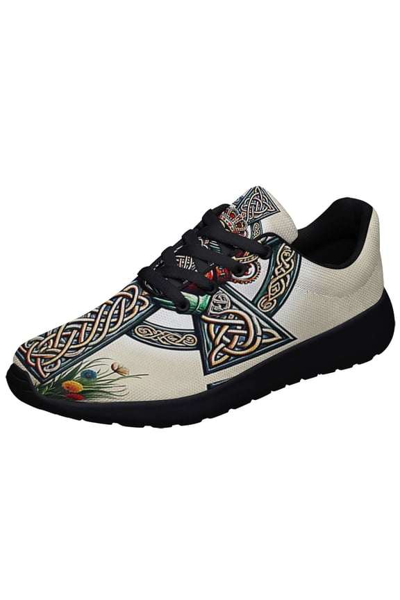 Irish Celtic Claddagh Cross Shoes Sneakers Black Size 8.5
