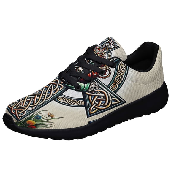 Irish Celtic Claddagh Cross Shoes Sneakers Black Size 9.5