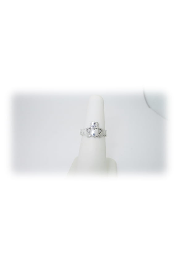 Irish Celtic Claddagh Engagement Wedding Ring Solid Sterling Silver Size 6