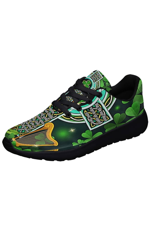 Irish Celtic Cross Irish Blessing St Patrick Day Shoes Sneakers Black Size 10.5