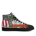 thumbnail image 1 of Irish Celtic Cross Saint Patricks Day Irish By Blood American flag By Birth Patriot By Choice High Top Canvas Shoes Sneakers Black Size 7, 1 of 2