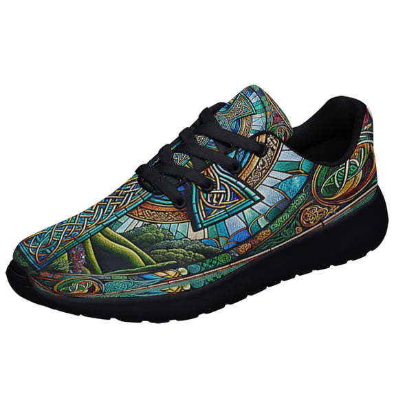 Irish Celtic Cross Shoes Sneakers Black Size 10