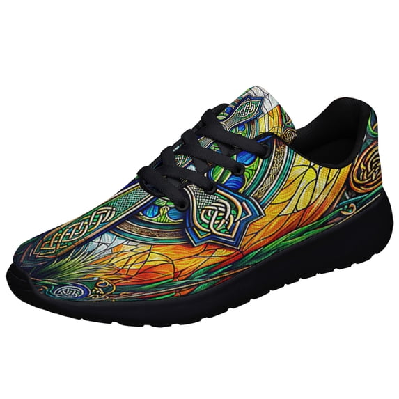 Irish Celtic Cross St Patrick's Day Shoes Sneakers Black Size 5