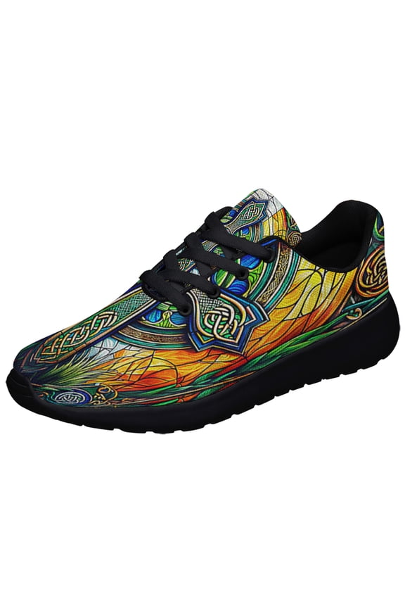 Irish Celtic Cross St Patrick's Day Shoes Sneakers Black Size 7