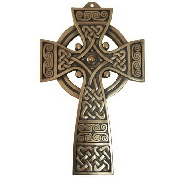Irish Celtic Cross of Hope Bronze Plated Wall Plaque 8.3in x 5in by Royal Tara