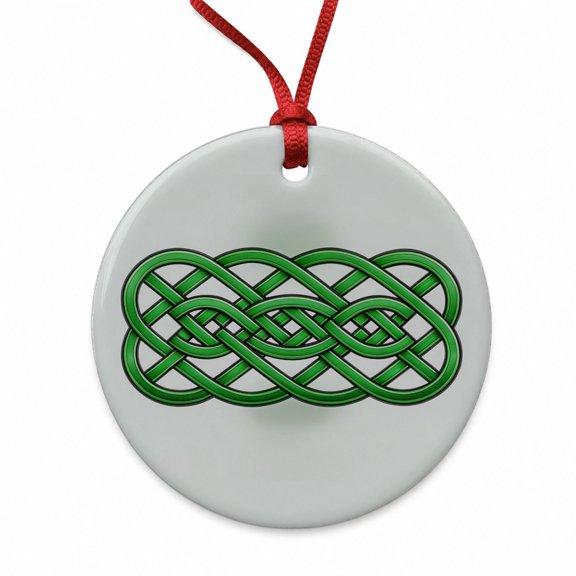 Irish Celtic Decorative Knot Christmas Tree Holiday Round Ceramic Ornament