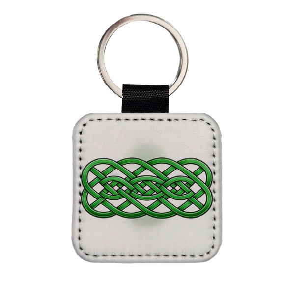 Irish Celtic Decorative Knot Faux Leather Square Keychain