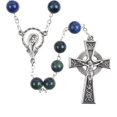 thumbnail image 1 of Irish Celtic Green Lapis Stone 8mm Rosary Catholic Religious Gifts Prayer Devotional Rosaries Beads, 1 of 5