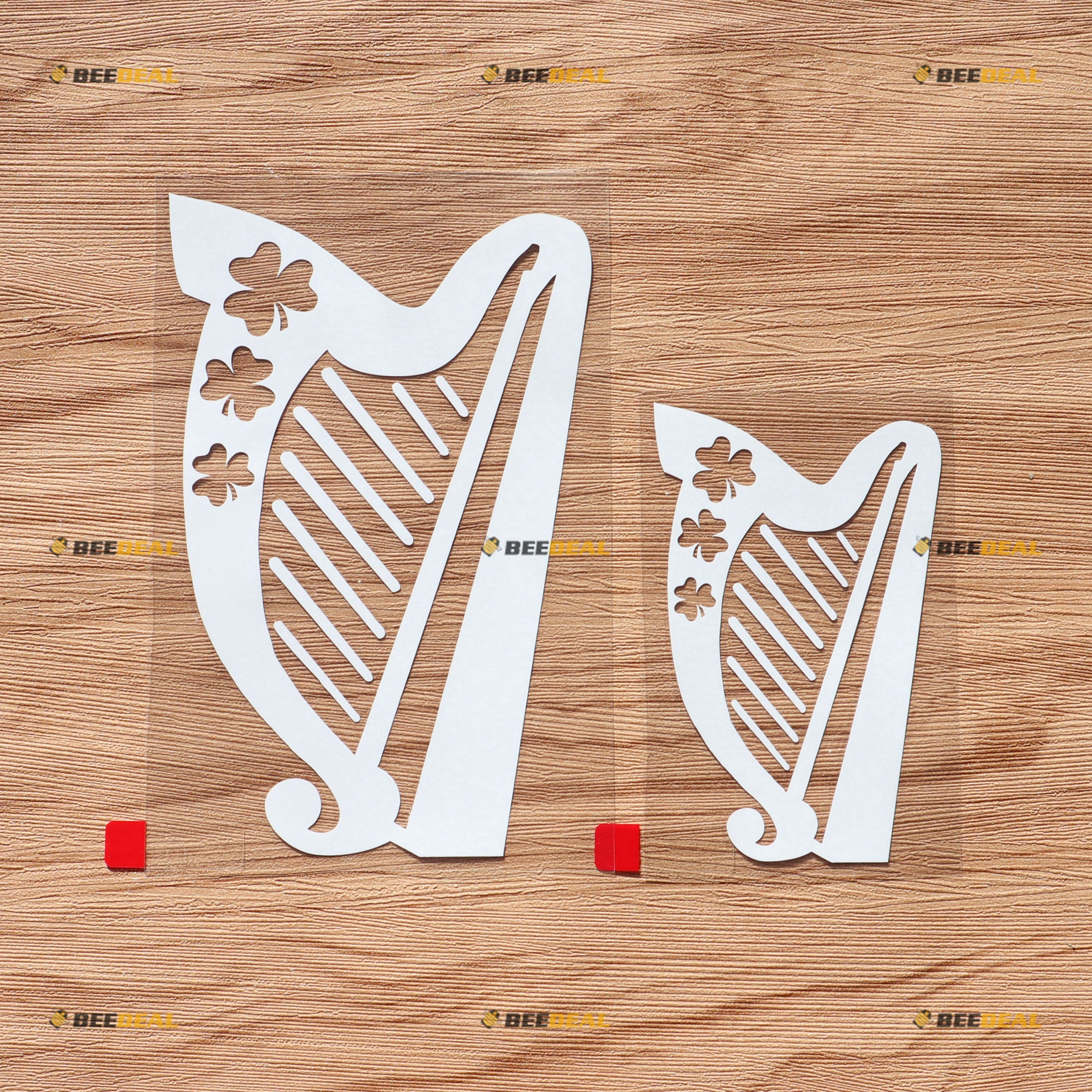 Irish Celtic Harp Decal Sticker – Shamrock Car Vinyl, Multiple Sizes & Colors