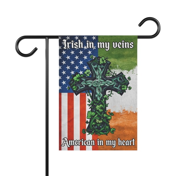 Irish Celtic Knot Cross Flag Irish In My Veins In My Heart Flag D-0220-5Y74