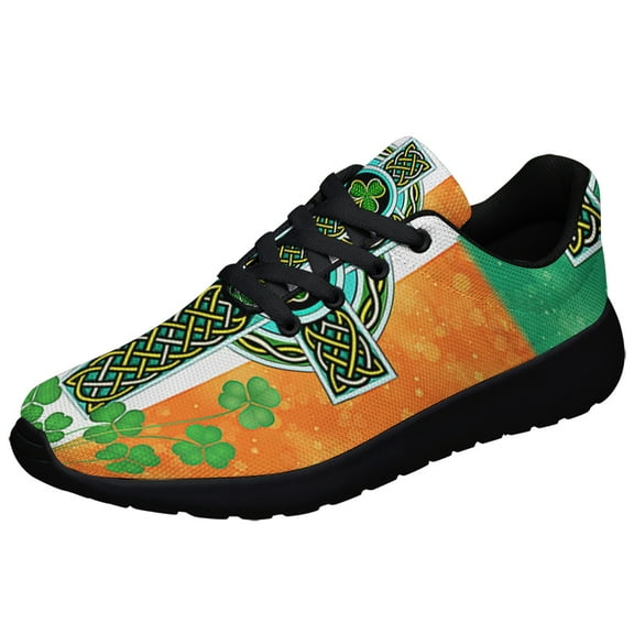 Irish Celtic Knot Cross Shoes Sneakers for Women Men Black Size 3.5