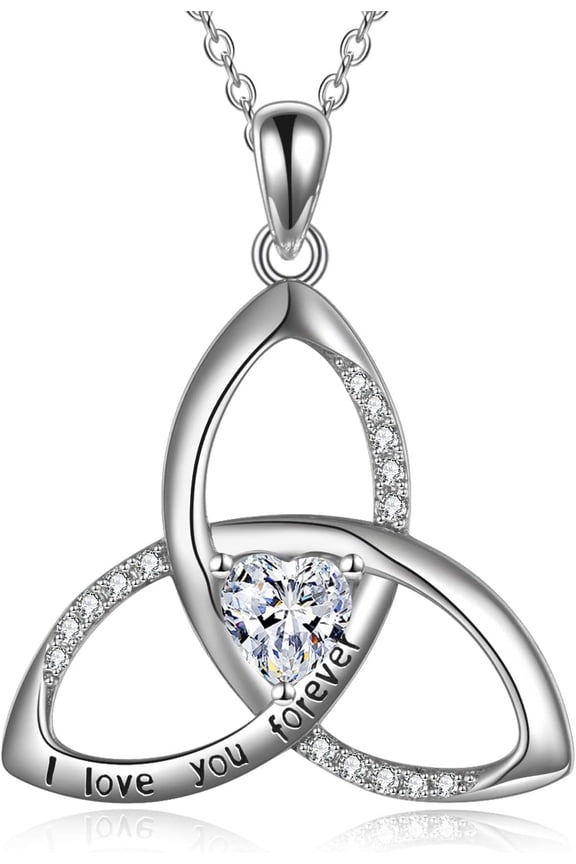 Irish Celtic Knot Necklace for Women 925 Sterling Silver I Love You Forever Good Luck Gaelic Jewelry Birthday Gifts for Her/Mom