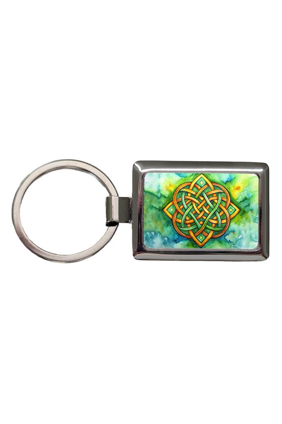 Irish Celtic Knot Watercolor Metal Rectangle Keychain